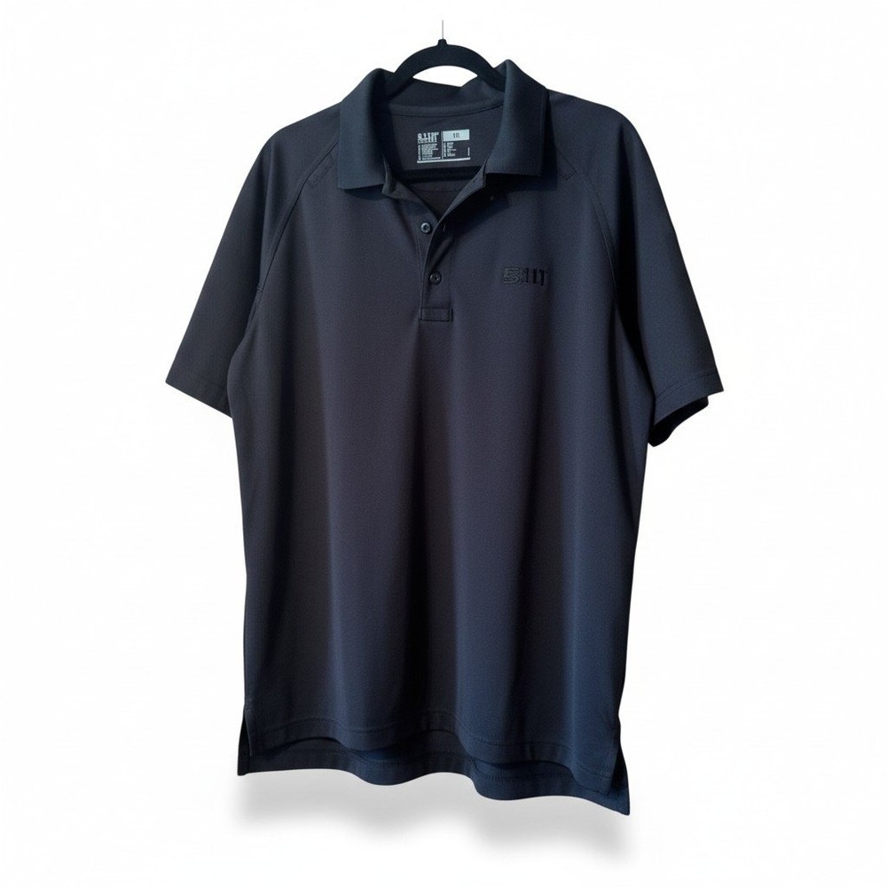5.11 Tactical Mens Performance Polo Shirt Black Short Sleeve Mic Loops Size M
